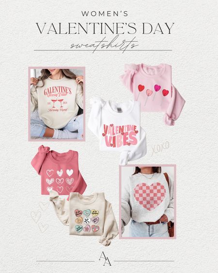 Valentine’s Day sweatshirts for women- simple and cute looks! // women’s fashion // women’s Valentine’s Day style 

#LTKfindsunder50 #LTKstyletip #LTKfindsunder100