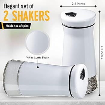 Salt and Pepper Shakers - Spice Dispenser with Adjustable Pour Holes - Stainless Steel & Glass - By  | Amazon (US)