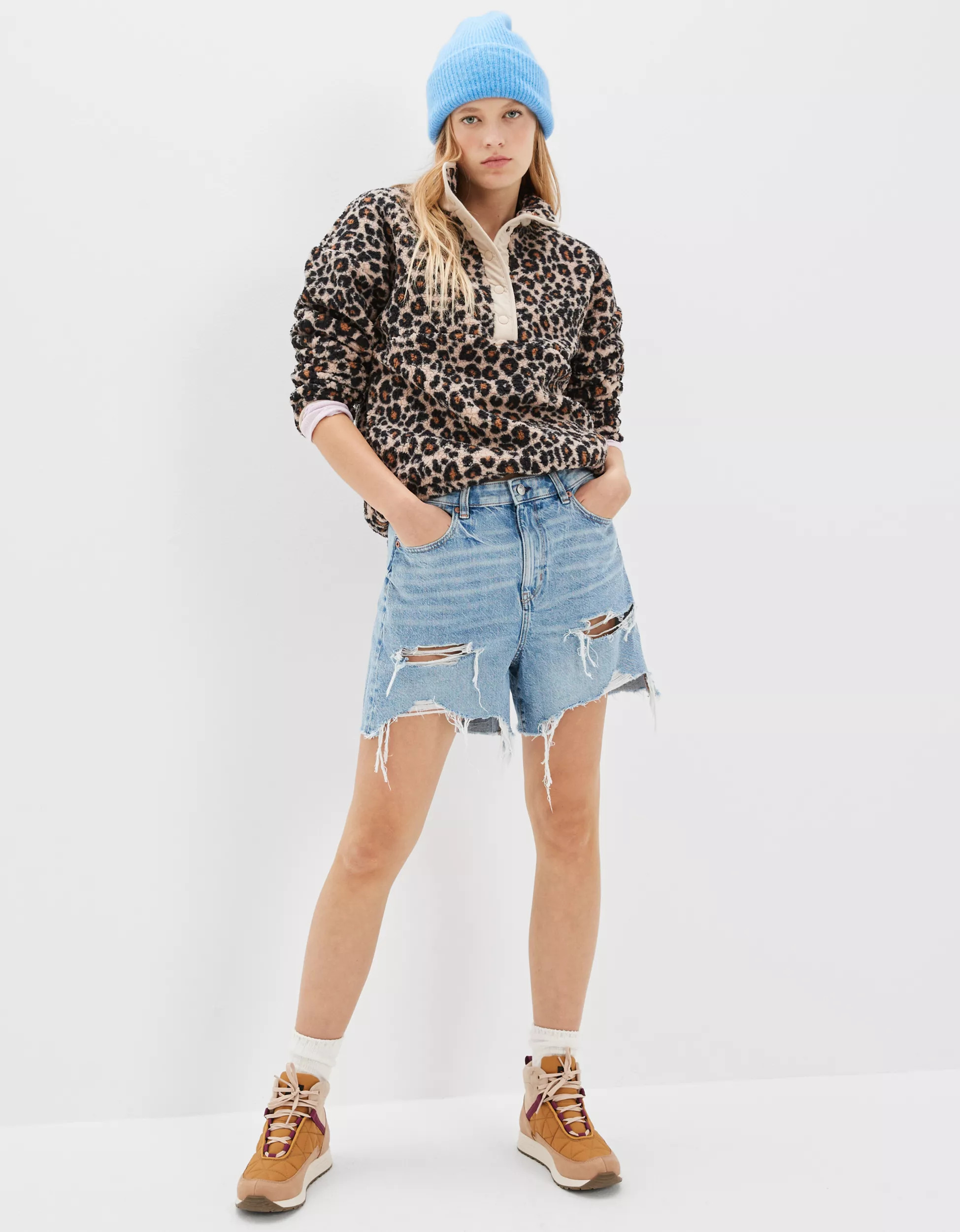 AE Printed Sherpa Anorak Sweatshirt | American Eagle Outfitters (US & CA)