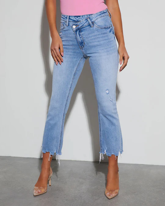 Olivia High Rise Cross Over Crop Flare Jeans | VICI