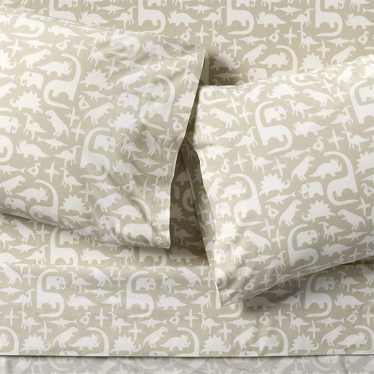 Stay Cool Dino Tower Organic Cotton Kids Queen Sheet Set | Crate & Kids | Crate & Barrel