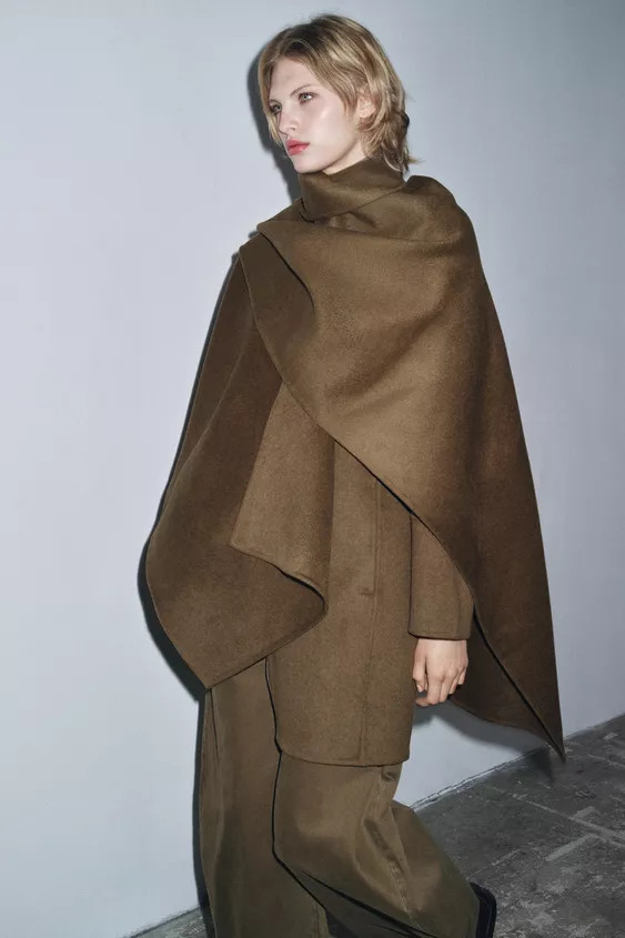ZW COLLECTION WOOL BLEND CAPE COAT | Zara US
