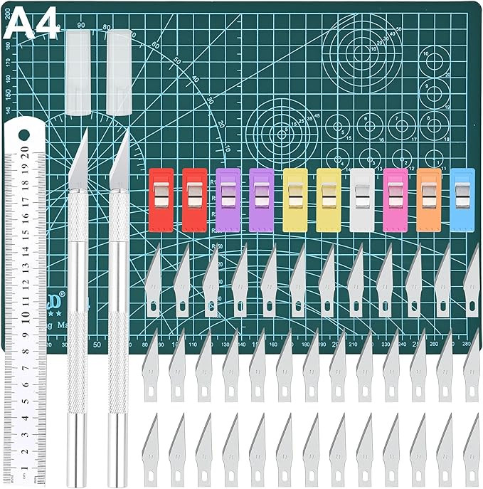 Cutter de Précision, GOLDGE Couteau pour Loisirs Créatifs Set, 2 Stylos Scalpel 42 Lames Tapis ... | Amazon (FR)