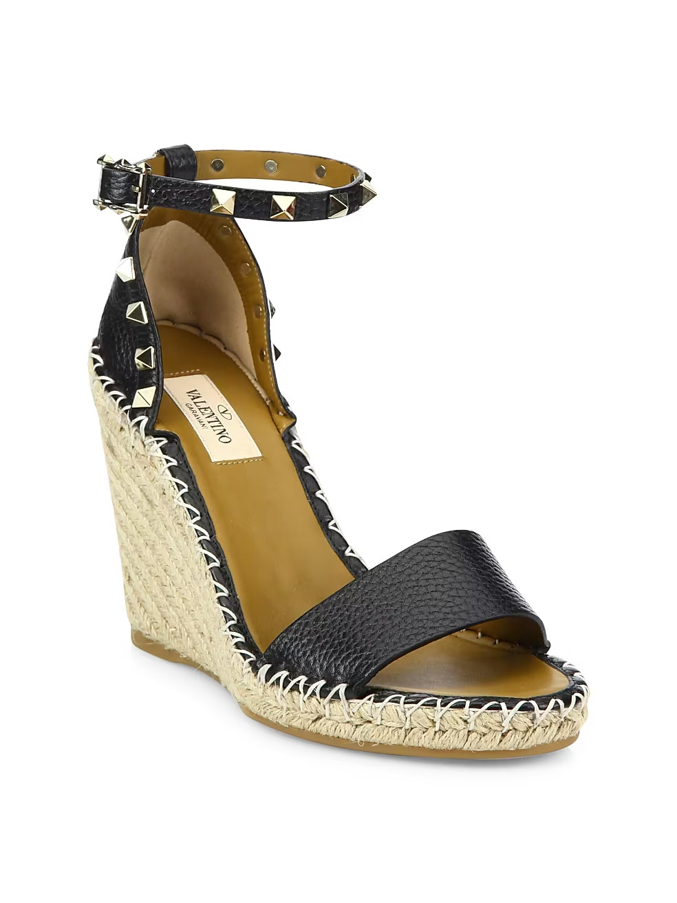 Core Rockstud Leather Wedge Sandals | Saks Fifth Avenue