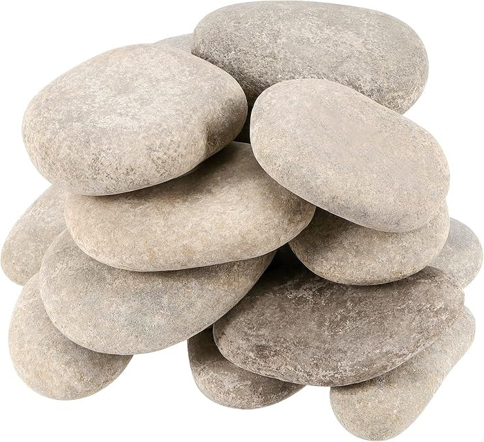 SINJEUN 16 PCS 3-4 Inch Flat Smooth River Rocks for Painting, Bulk 10 lbs Natural Craft Stones fo... | Amazon (US)
