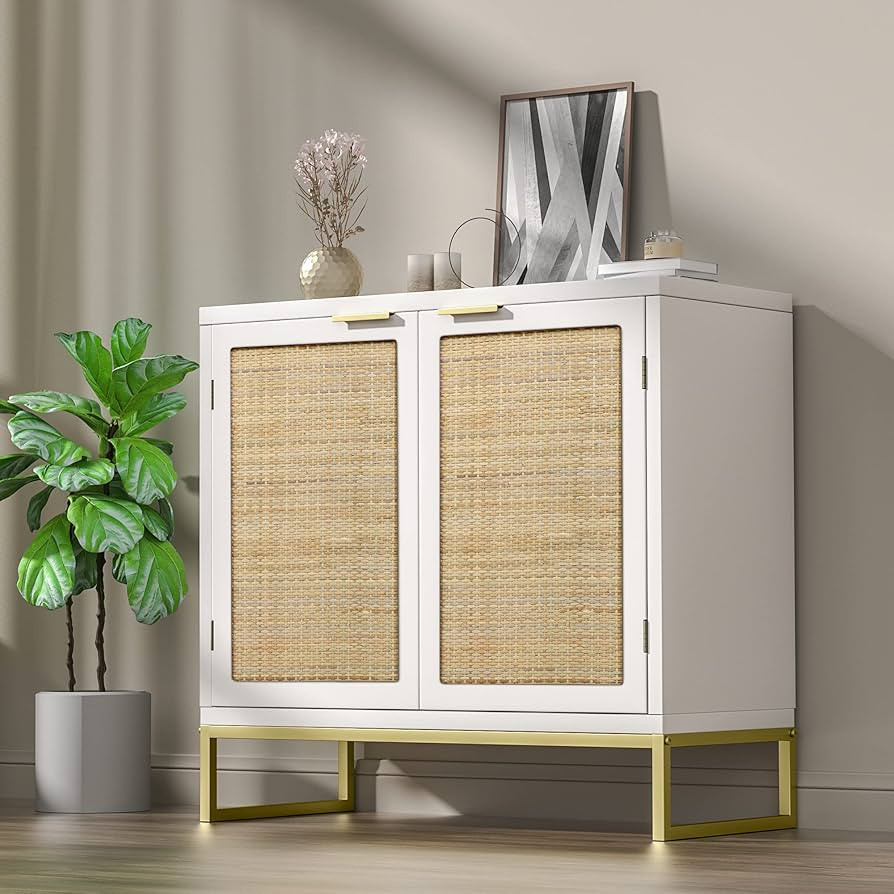 Anmytek Rattan Cabinet, Sideboard Buffet Storage Cabinet with 2 Doors Kitchen Sideboard Furniture... | Amazon (US)