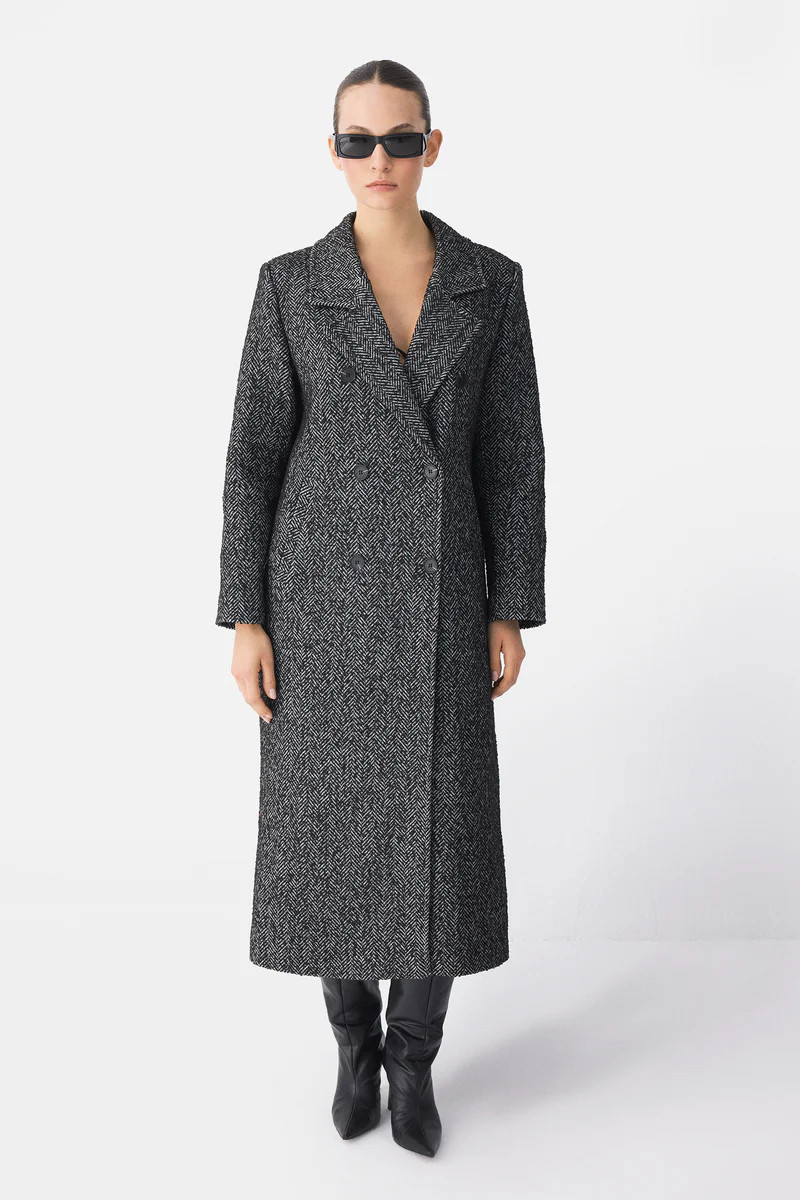 Double Breasted Long Straight Coat | PIRAL