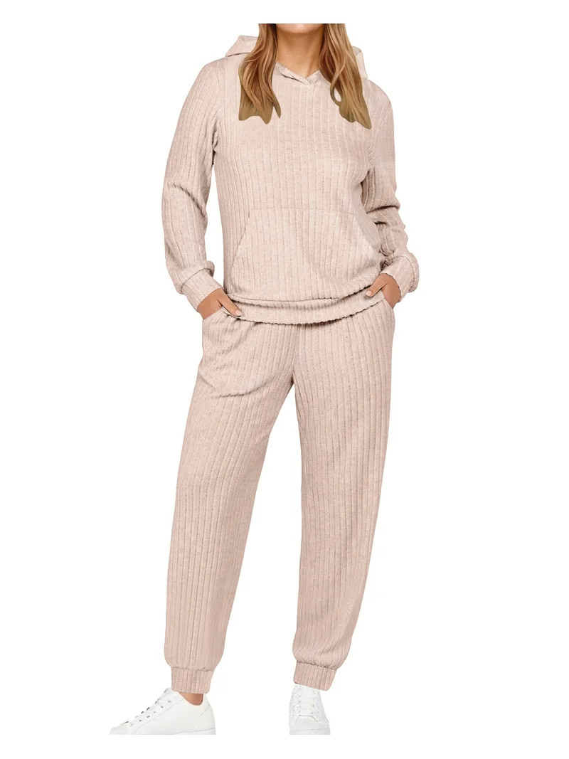 UVN Two Piece Outfits for Women Long Sleeve Hoodies Tops And Pants Pajamas Sets Casual Fall Winte... | Walmart (US)