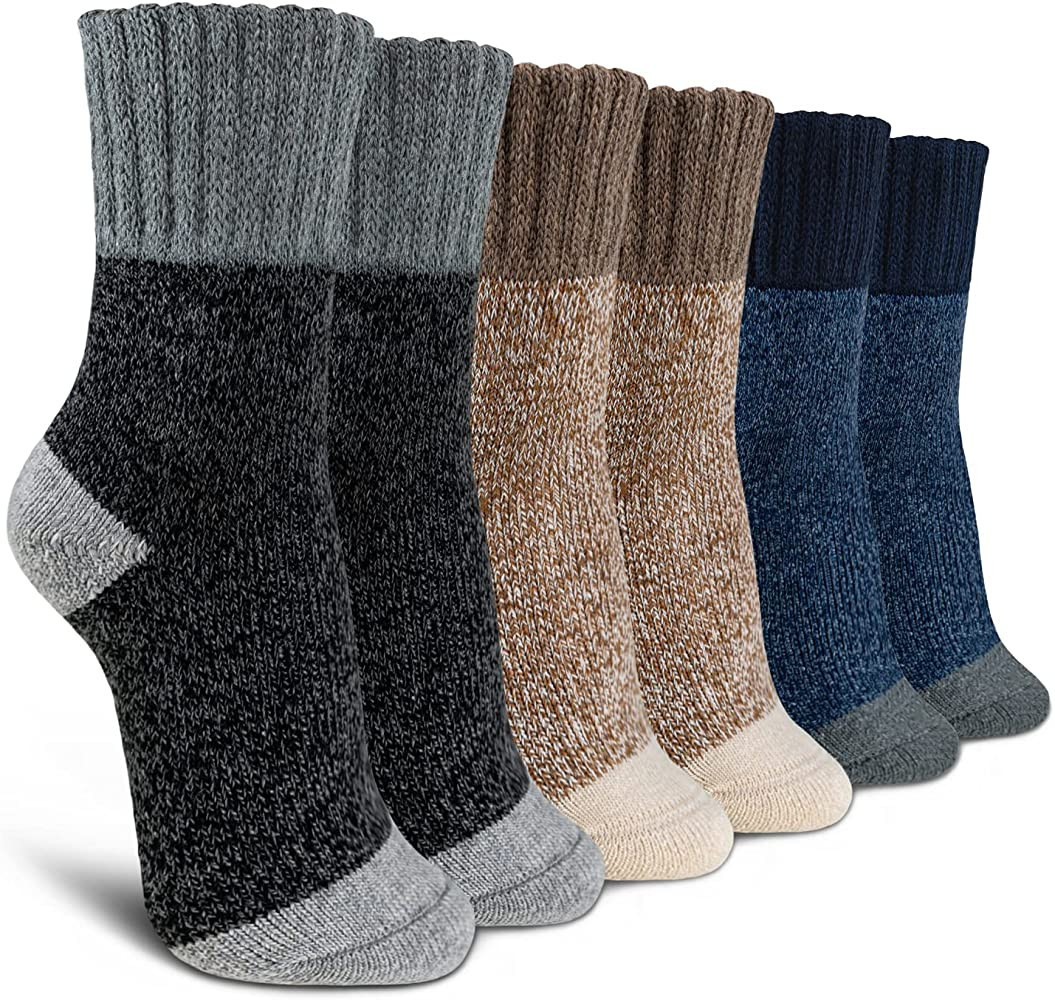 Time May Tell Womens Merino Wool Socks Thick Knit Warm Cushion Wool-Socks-for-Women 2/3 Pack | Amazon (US)