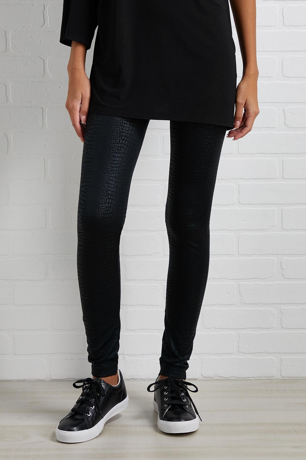 coated croc leggings | Versona