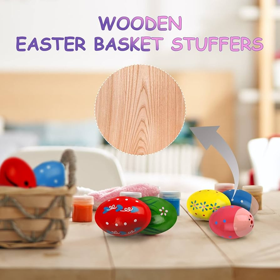 sucenance Easter Basket Stuffers, Set of 6 Easter Eggs, Wooden Percussion Musical Shaker Egg for ... | Amazon (US)