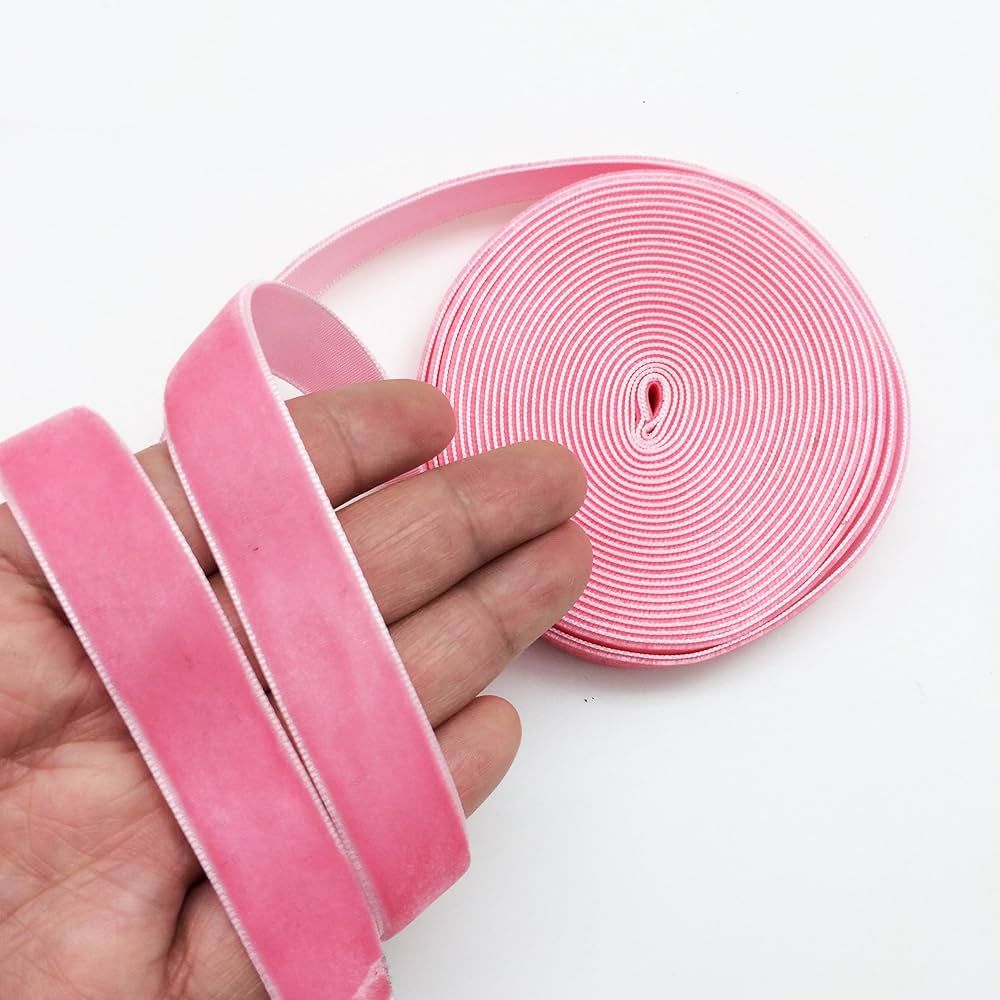 PEPPERLONELY 5 Yards Single Face Velvet Ribbon 16mm (5/8 Inch), Hot Pink | Amazon (US)