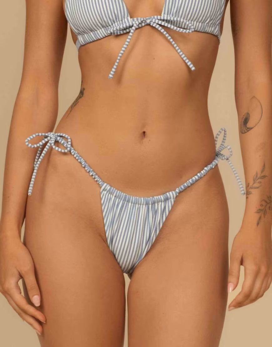 MONTCE brasil (scrunch) bikini bottom in classic blue stripe-Multi | ASOS (Global)