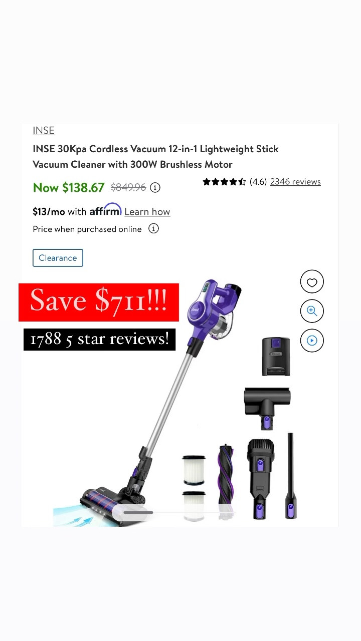 INSE 30Kpa Cordless Vacuum 12 in 1 curated on LTK