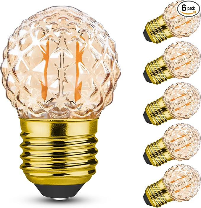 G40 E26 Low Watt LED Amber Decor Light Bulbs,1W Night Light Bulbs Equal to10 Watt,Small Edison Bu... | Amazon (US)