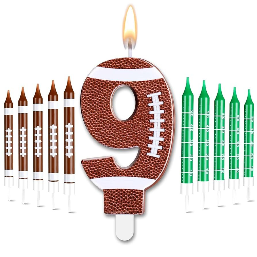 Photect 11 PCS Football Birthday Candles Number 5-9 Candle Sports Cake Topper Decor Football Them... | Amazon (US)