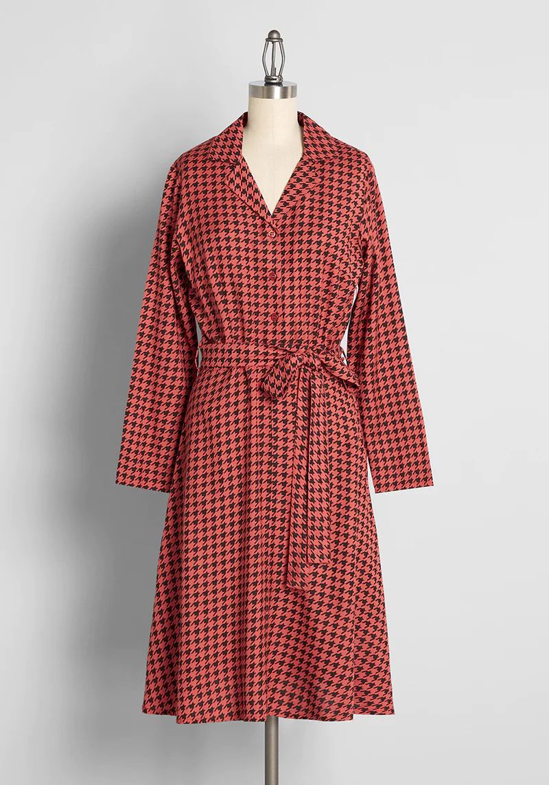 Making the Rounds Houndstooth Shirt Dress | ModCloth