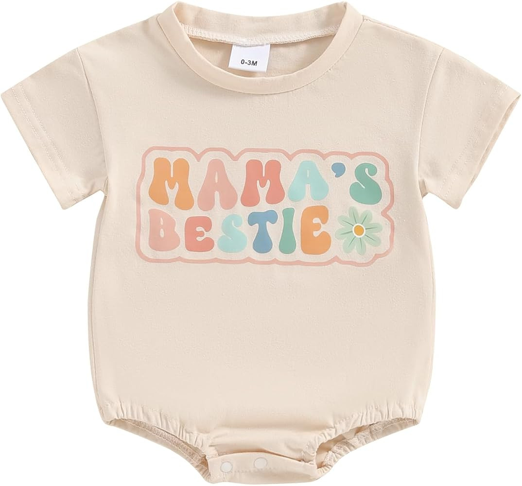 Ayalinggo Baby Girl Boy Bubble Romper Newborn Clothes Mama's Bestie Bodysuit Short Sleeve Tshirt ... | Amazon (US)