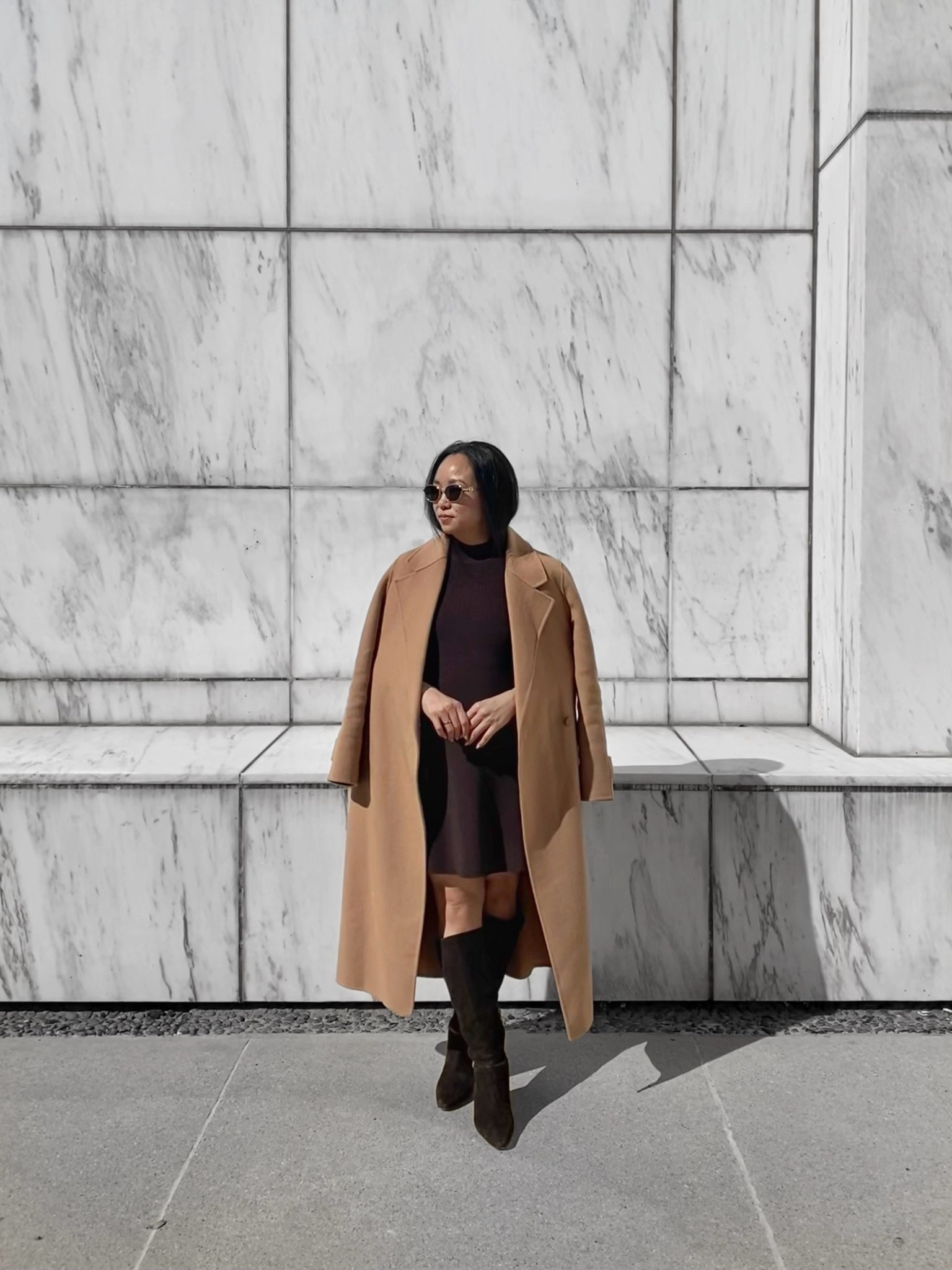 Brown knit dress, Brown suede boots, and a camel wrap coat screams fall! 

#LTKCyberWeek #LTKootd #LTKSaleAlert