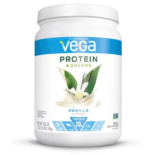 Vega Plant Protein & Greens Powder, Vanilla, 20g Protein, 1.2lb, 18.6oz | Walmart (US)