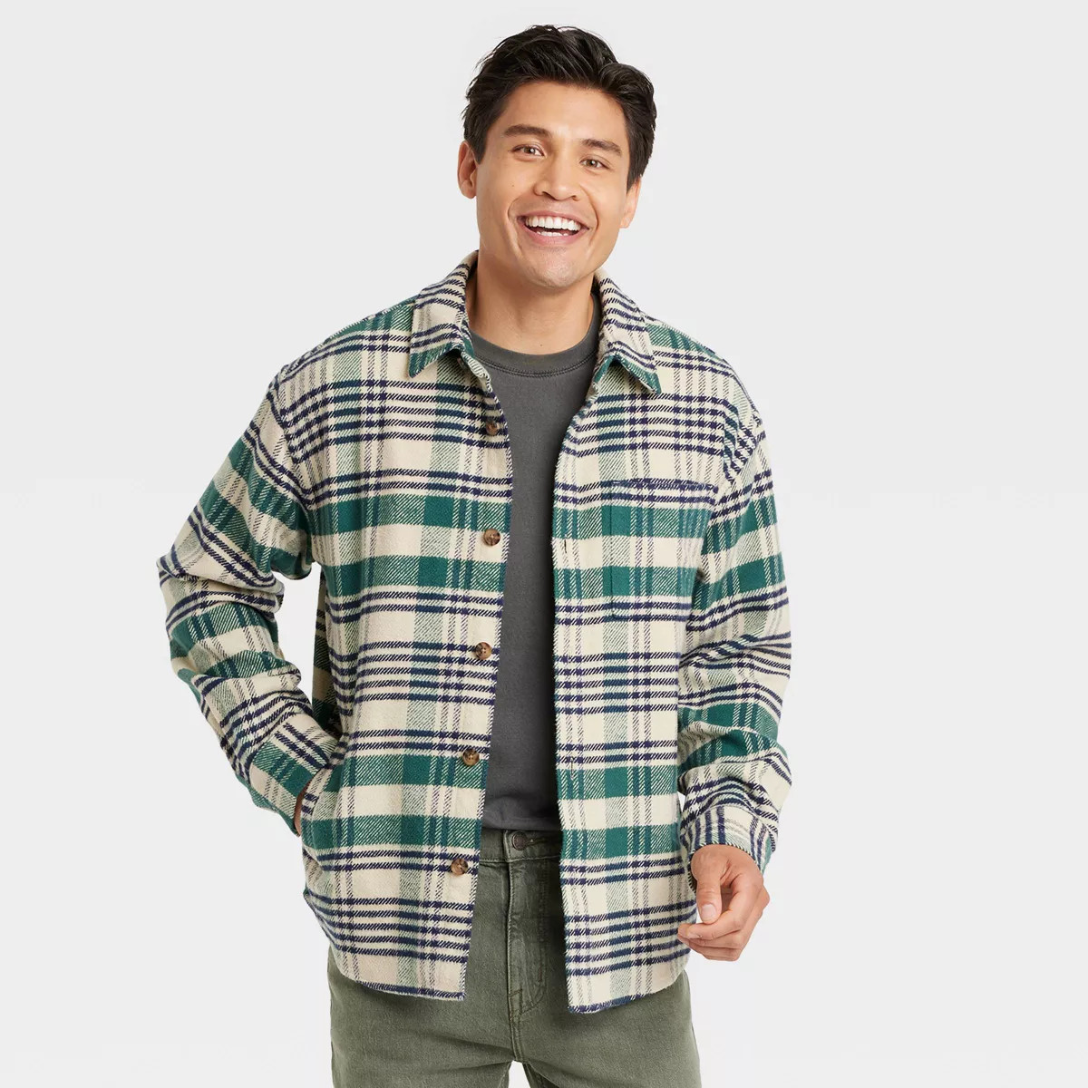 Men’s Heavyweight Long Sleeve Flannel Button Down Shirt – Goodfellow & Co™ | Target