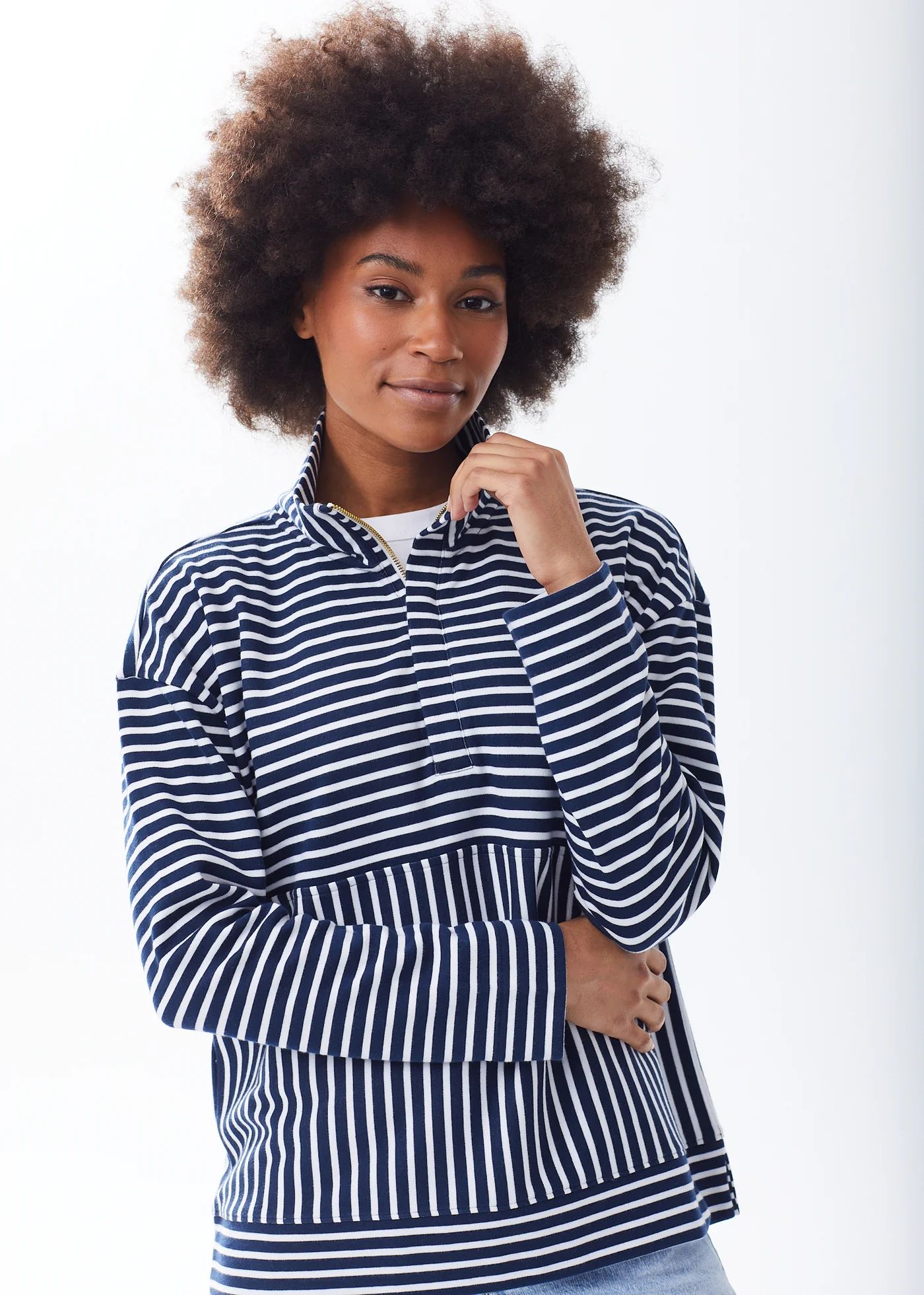 The Zip-Up Sweatshirt - Striped | Alice Walk
