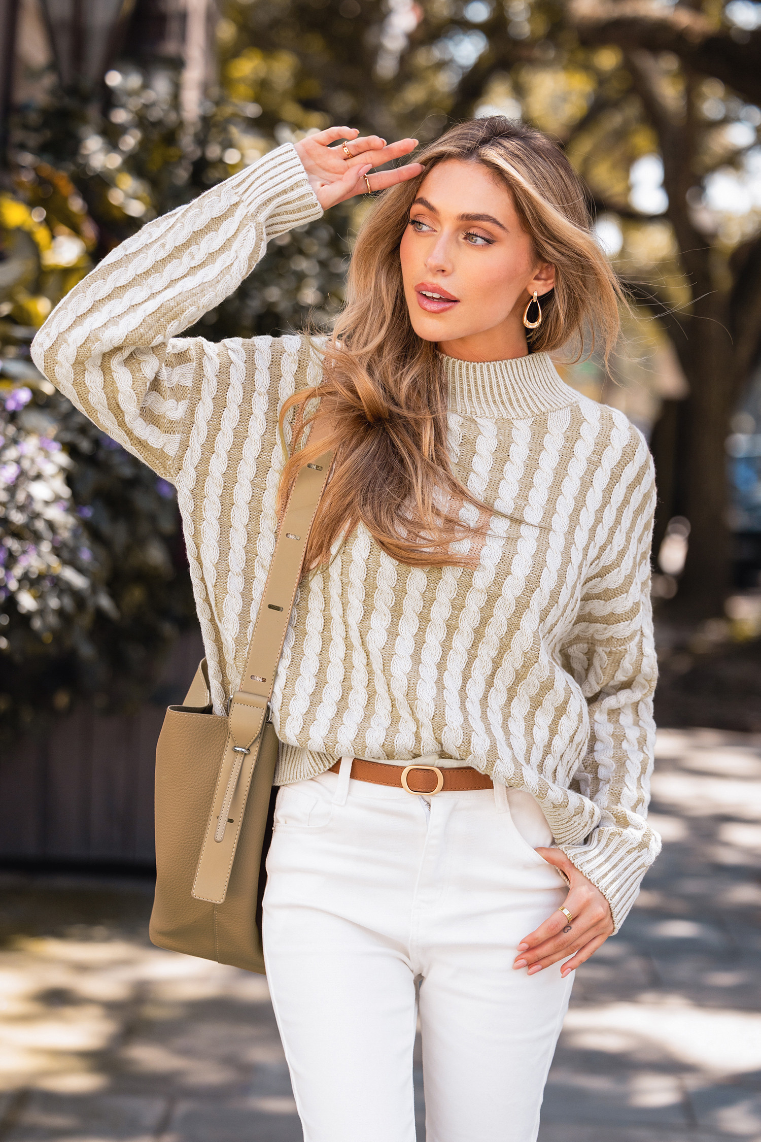 Toasted Twists Beige Sweater | Cupshe US
