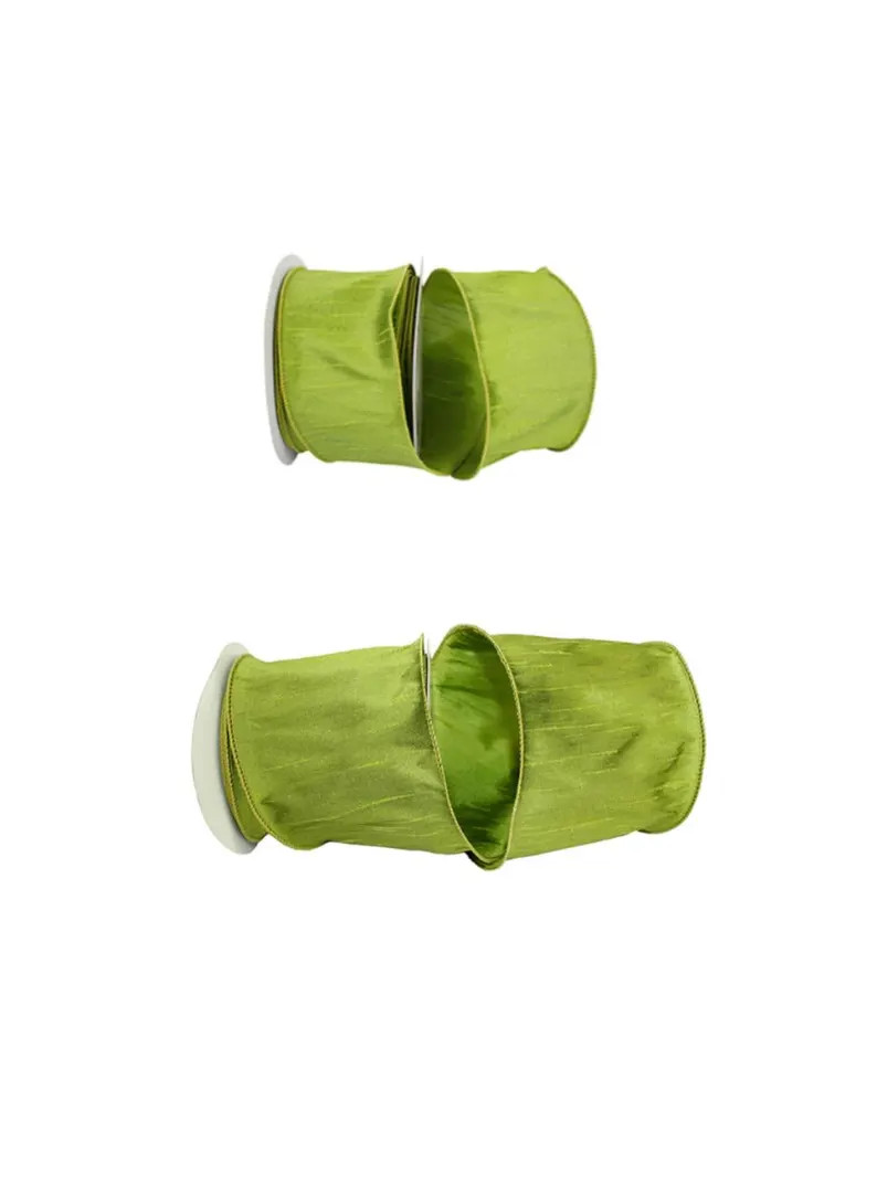 Luxury wired apple green dupioni ribbon by the roll (10 yard roll), Christmas ribbon, designer ri... | Etsy (US)