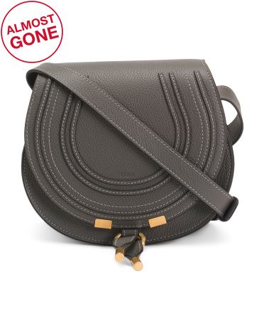 Made In Italy Marcie Small Grained Calfskin Leather Saddle Bag | TJ Maxx