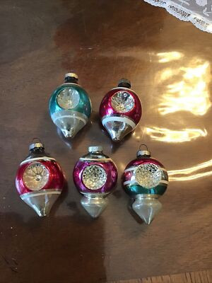 Vintage 5 Shiny Brite 4"  Mercury Glass  Double Indent Ornaments | eBay US
