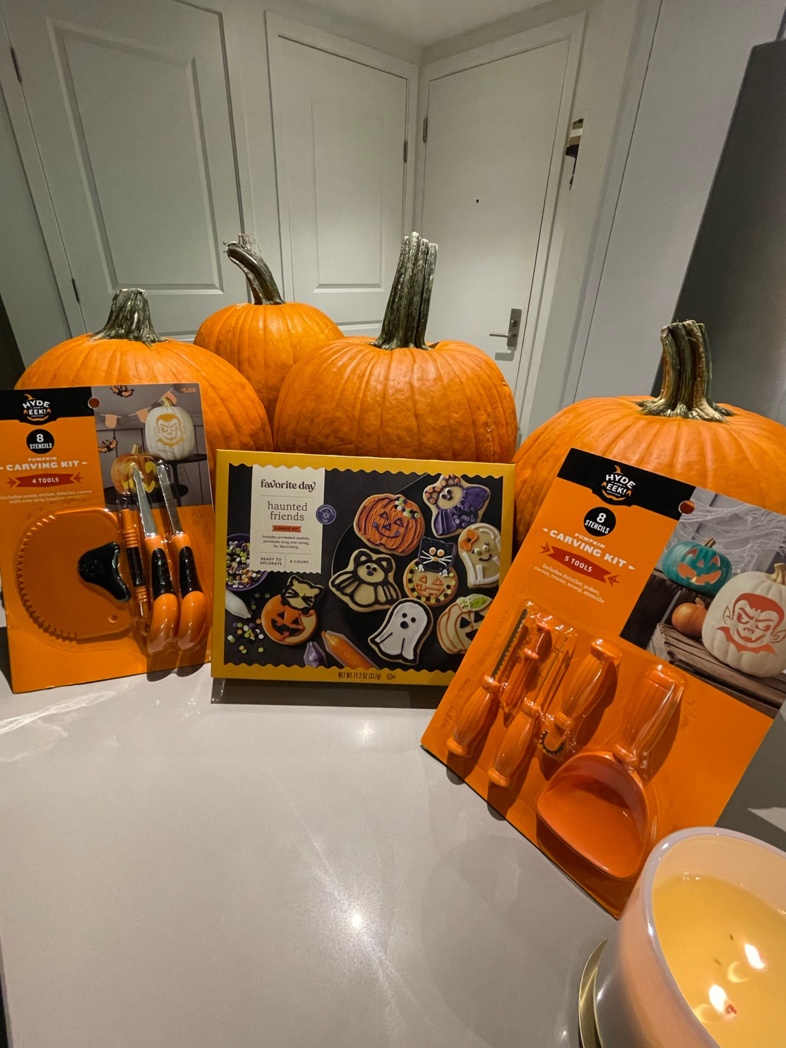 Target literally has the best Halloween activities! Each pumpkin carving kit is $5 and the cookies were $10 for 8 cookies to decorate and there was even a $12 pack for 16! 

Pumpkin carving kit cheap, fun Halloween activity for adults and kids, spooky night activity, fun things to do for Halloween, cookie decoration, fall date night activity, cheap fun things to do, target finds, 

#LTKHalloween #LTKSeasonal #LTKfamily