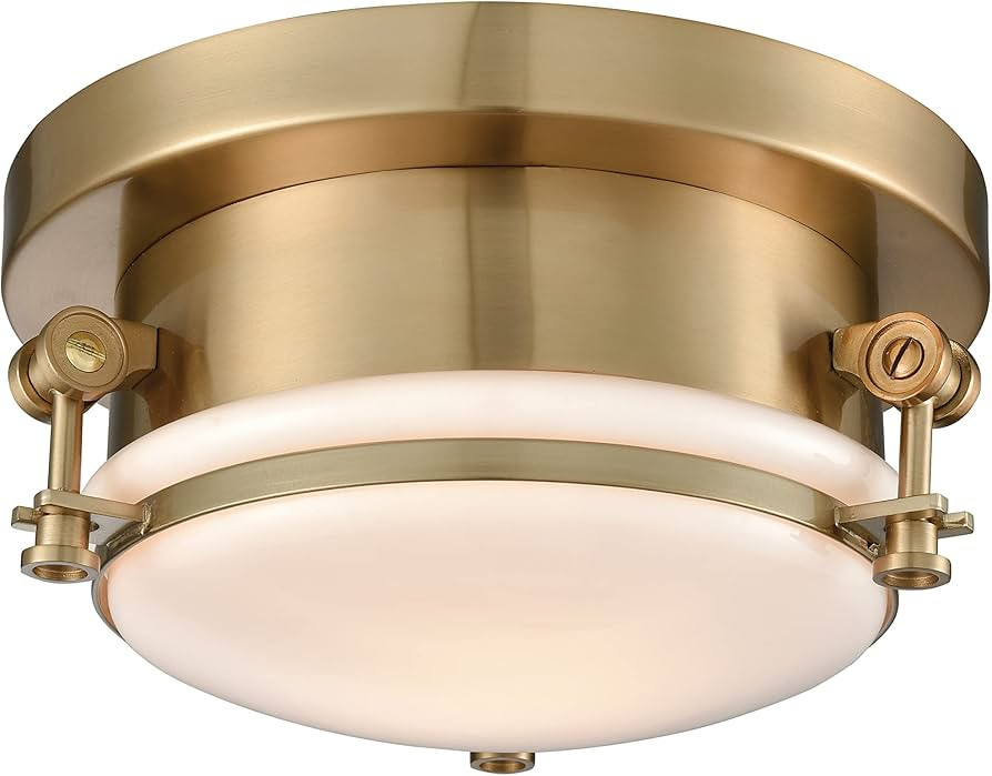 Elk Home 16092/1 Riley 10'' Wide 1-Light Flush Mount with Satin Brass Finish | Amazon (US)