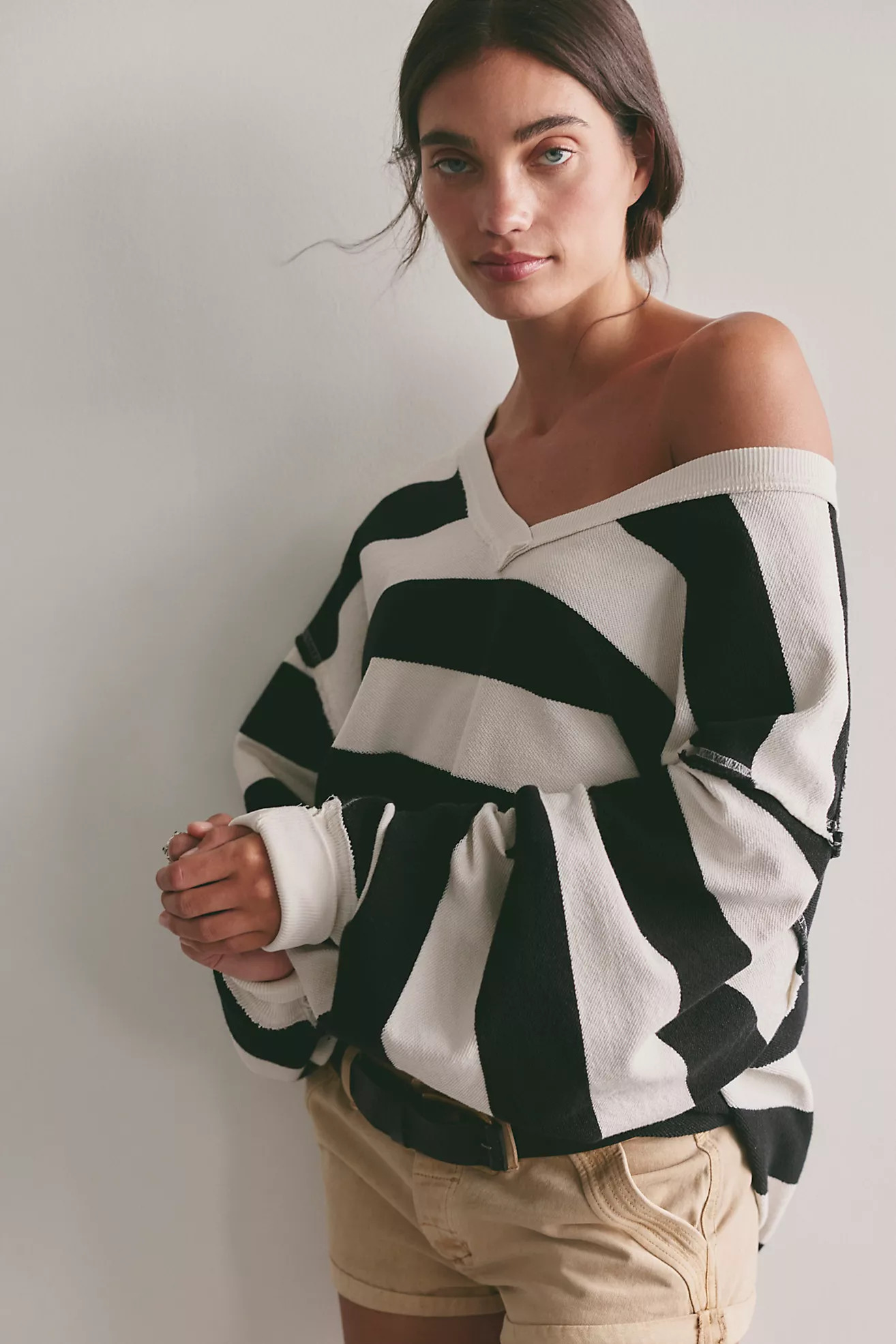 We The Free Venice V-Neck Striped Sweatshirt | Free People (Global - UK&FR Excluded)
