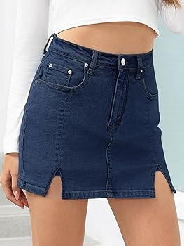 HDLTE Denim Skirts for Women - High Waisted Jean Skorts with Slit Cute Skort Shorts Casual | Amazon (US)