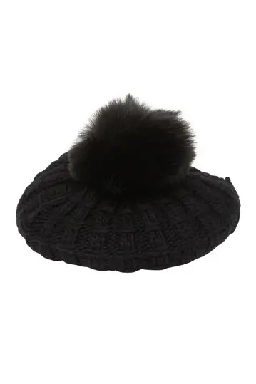 Faux Fur Cable Knit Beret | Nordstrom Rack