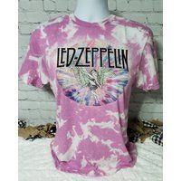 Led Zeppelin Tee, Tie Dye Bleach Zepplin Custom Shirt, Bleached Rock Bleached Shirt | Etsy (US)