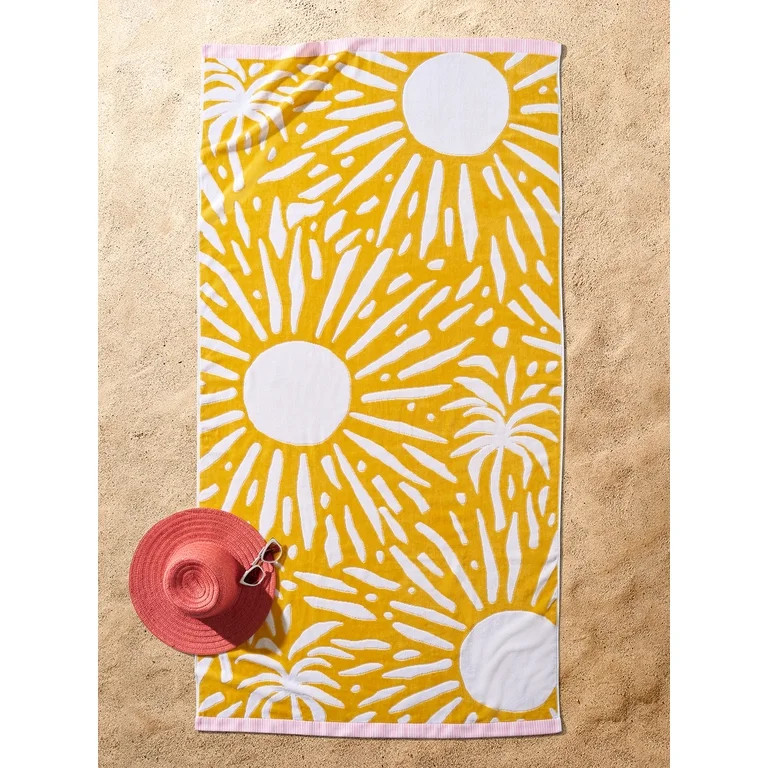Better Homes & Gardens Cotton-Blend Beach Towel, 72 x 38 in, Sunburst | Walmart (US)