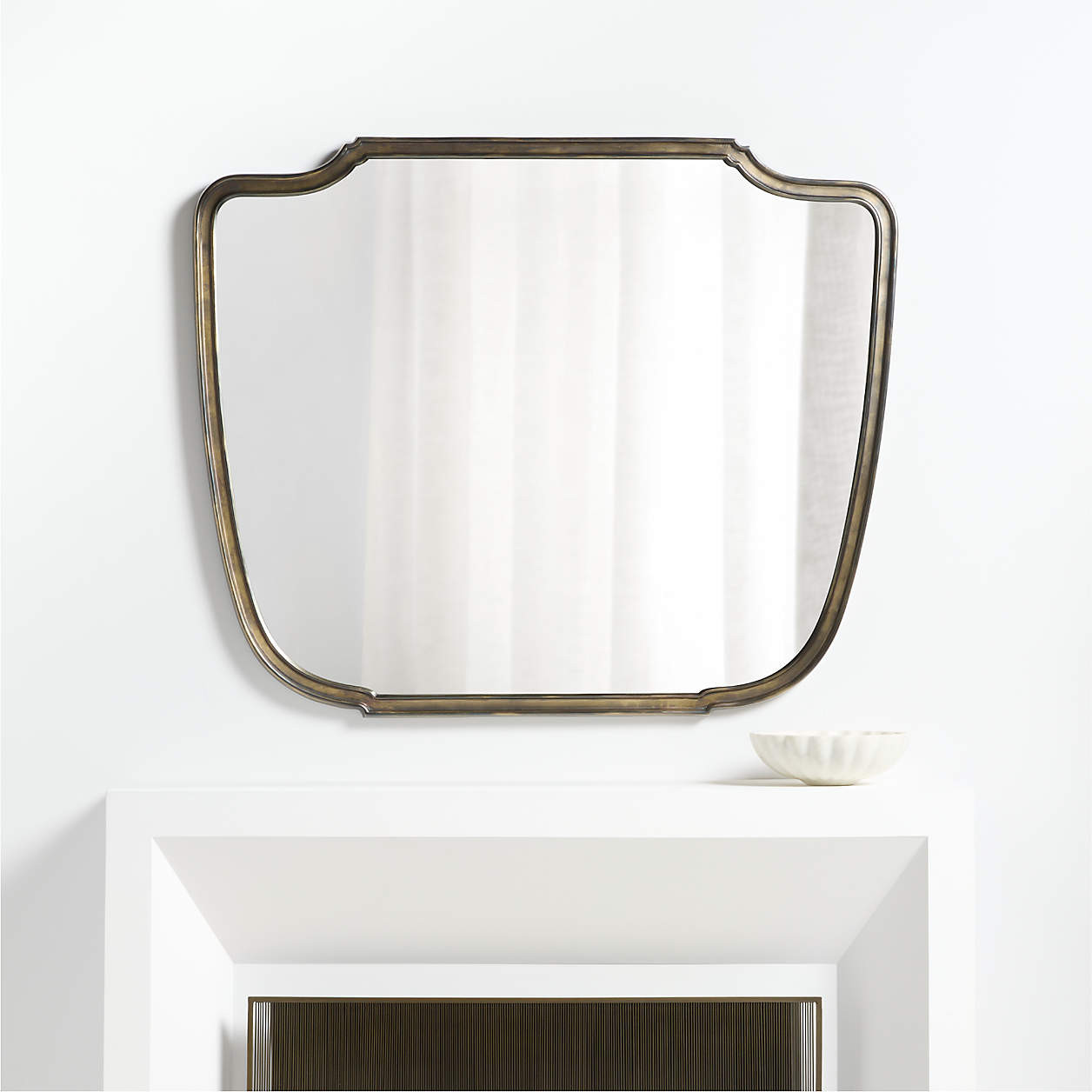Capriano Antique Bronze Metal Mantel Wall Mirror 50"x41" + Reviews | Crate & Barrel | Crate & Barrel