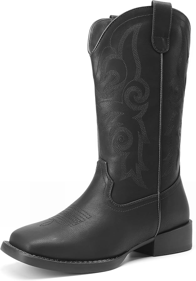 DREAM PAIRS Women's Cowboy Cowgirl Boots Embroidered Square Toe Mid Calf Western Boots Fashion Dr... | Amazon (US)