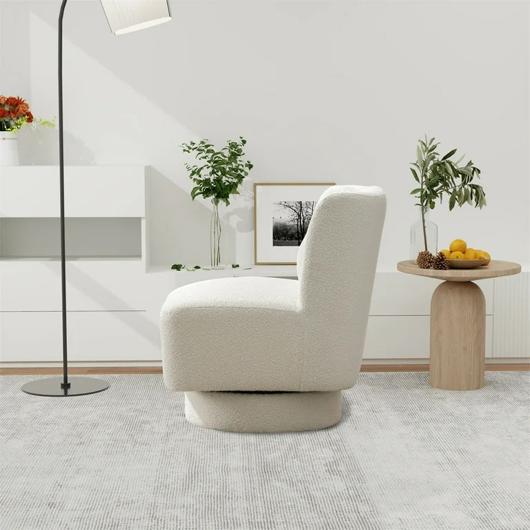 Swivel Accent Chair and Comfy Accent Sofa Chair, Boucle 360 Degree Swivel Barrel Club Chair with ... | Walmart (US)