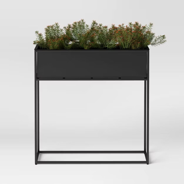 Indoor/Outdoor Rectangular Metal Planter with Stand Black - Project 62™ | Target