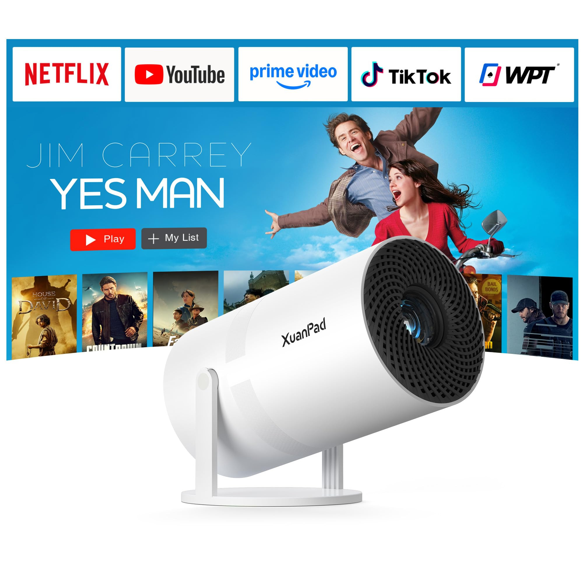 【Built-in Latest Android】XuanPad Mini Projector with Wi-Fi and Bluetooth, Full HD 1080P Smart... | Amazon (US)