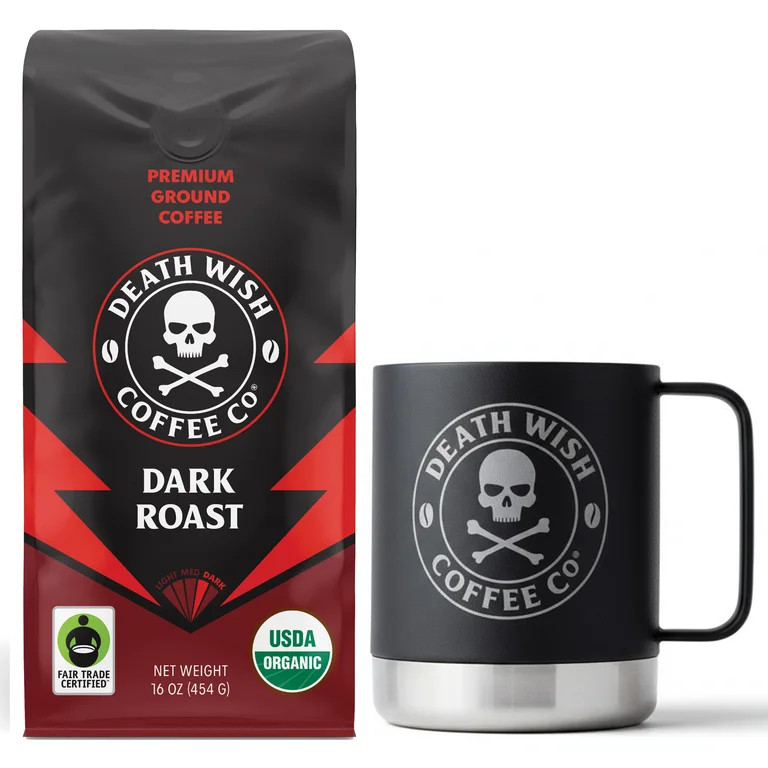 Death Wish Coffee Holiday Gifting Bundle, Dark Roast Grounds and Mug, 16 Ounces - Walmart.com | Walmart (US)
