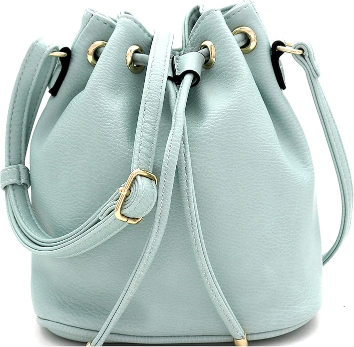 Casual Soft PU Leather Drawstring Small 2 Way Bucket Shoulder Bag Crossbody | Amazon (US)