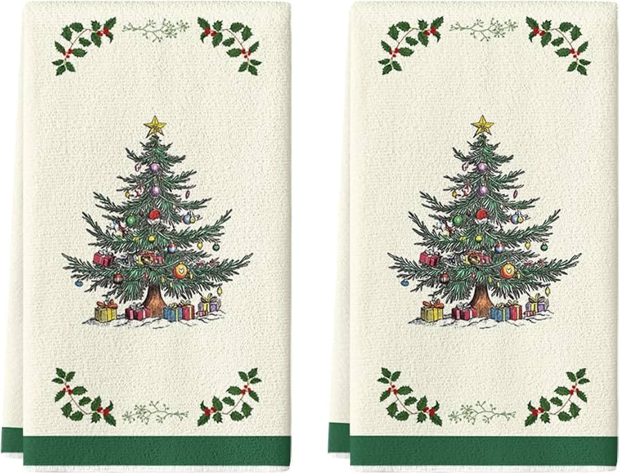 Artoid Mode Sage Green Ornaments Xmas Tree Christmas Kitchen Towels Dish Towels, 18x26 Inch Farmh... | Amazon (US)