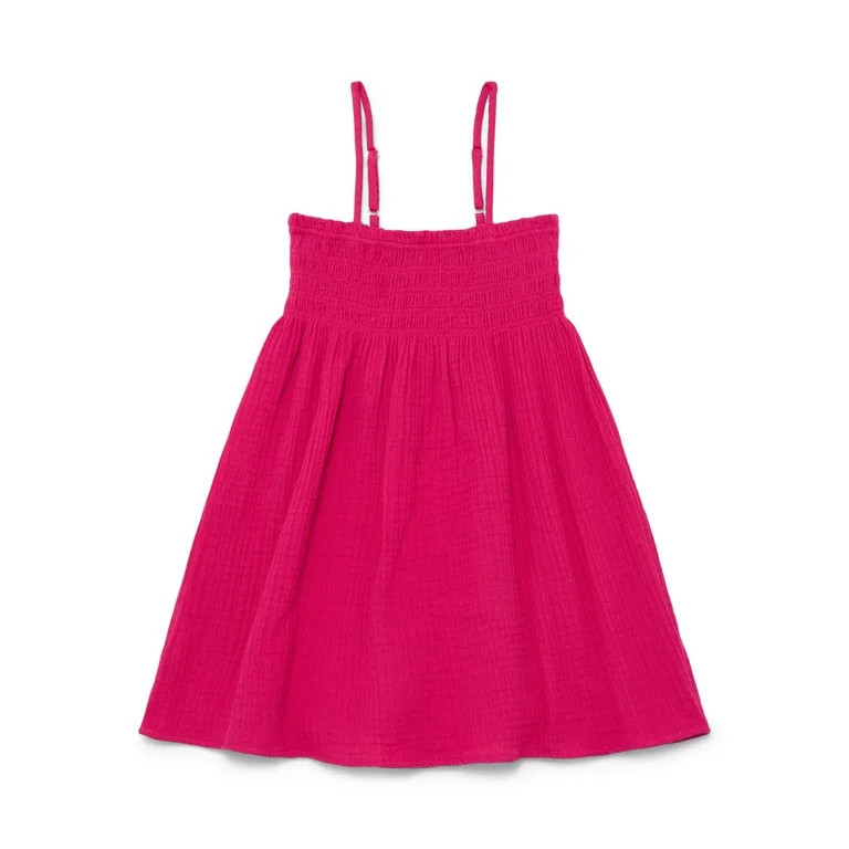 Wonder Nation Girls Smocked Spaghetti Strap Mini Dress Coverup, Sizes 4-18 | Walmart (US)