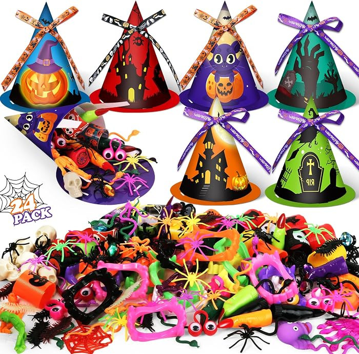234 PCS Halloween Party Favors for Kids,24 Pack Witch Hat Goodie Bags Prefilled Halloween Toys fo... | Amazon (US)