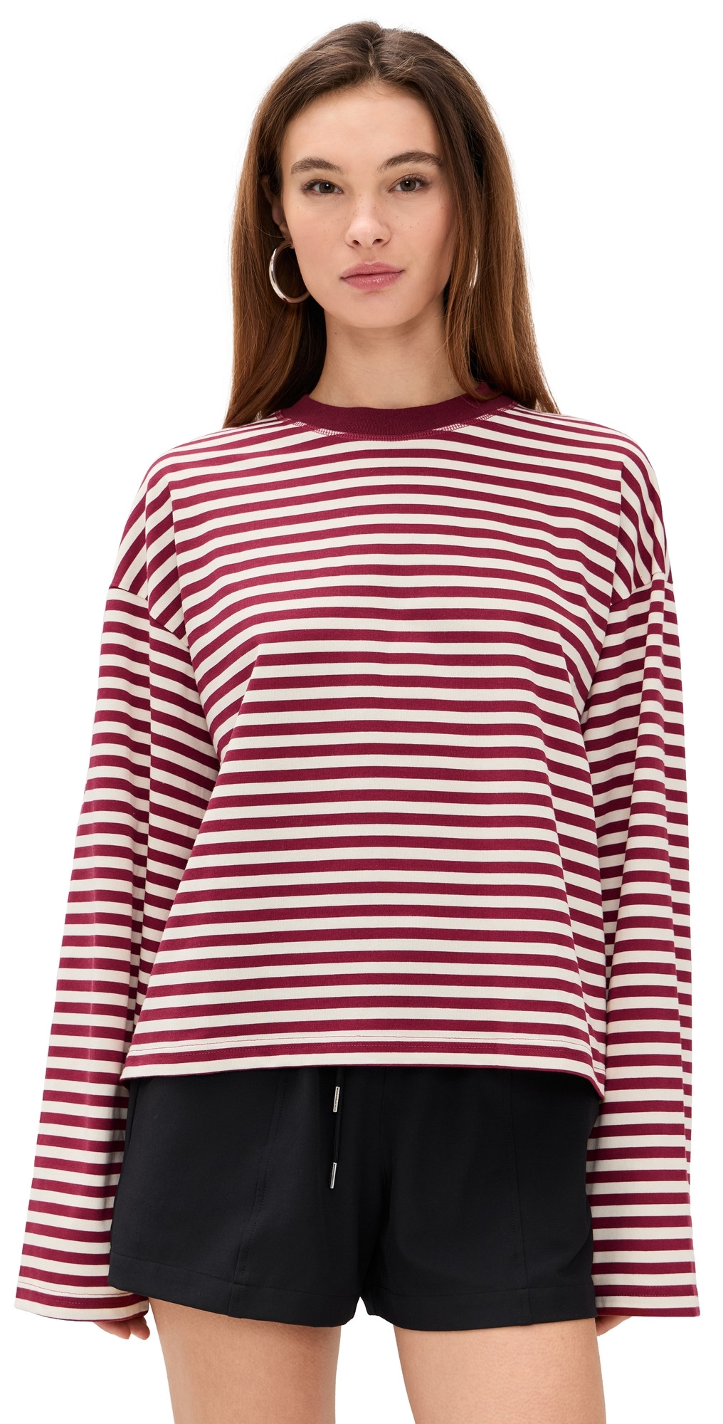 Lioness Bloom Long Sleeve Tee Wine Stripe L | Shopbop