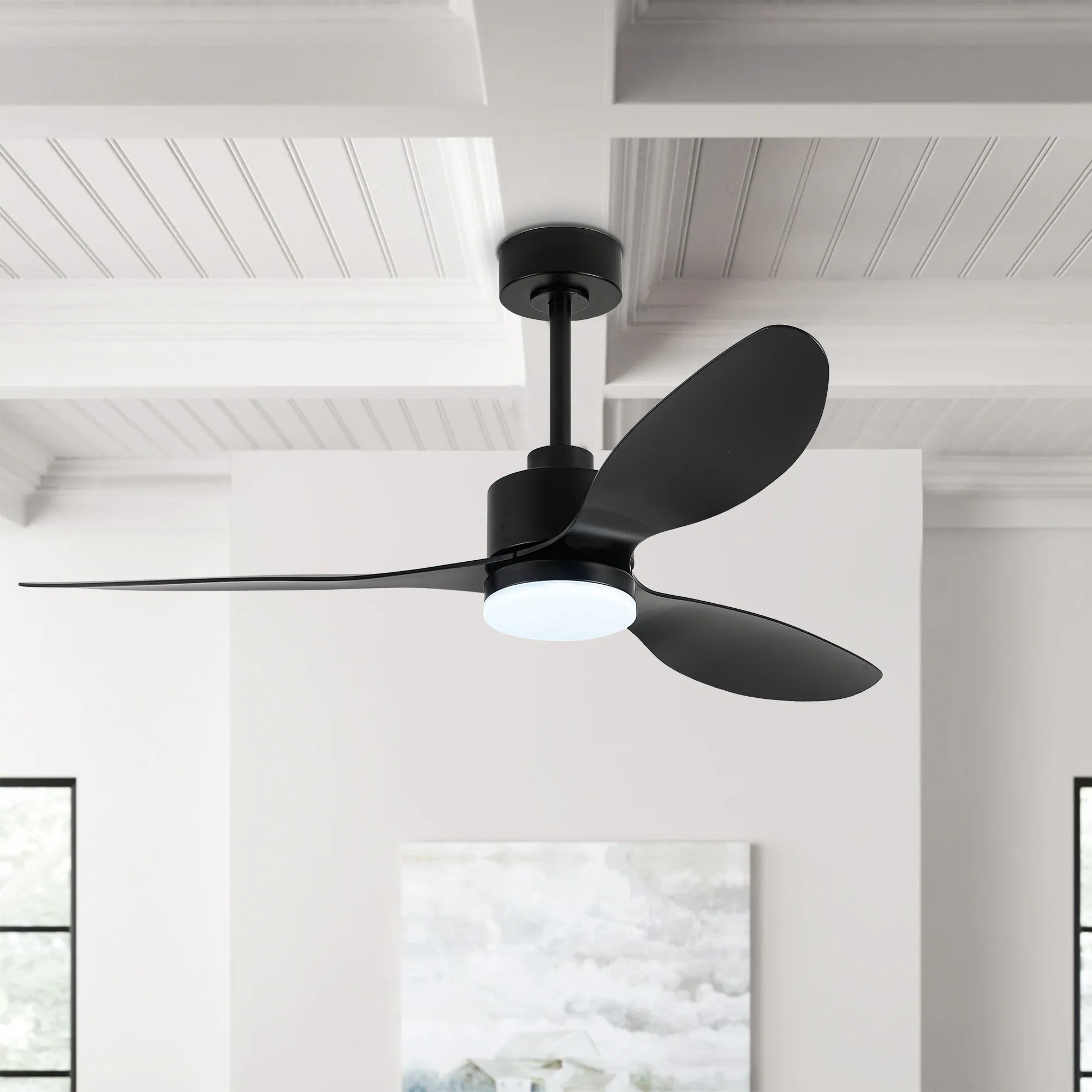52'' Black Ceiling Fan With Led Lights And Remote Control | Bed Bath & Beyond