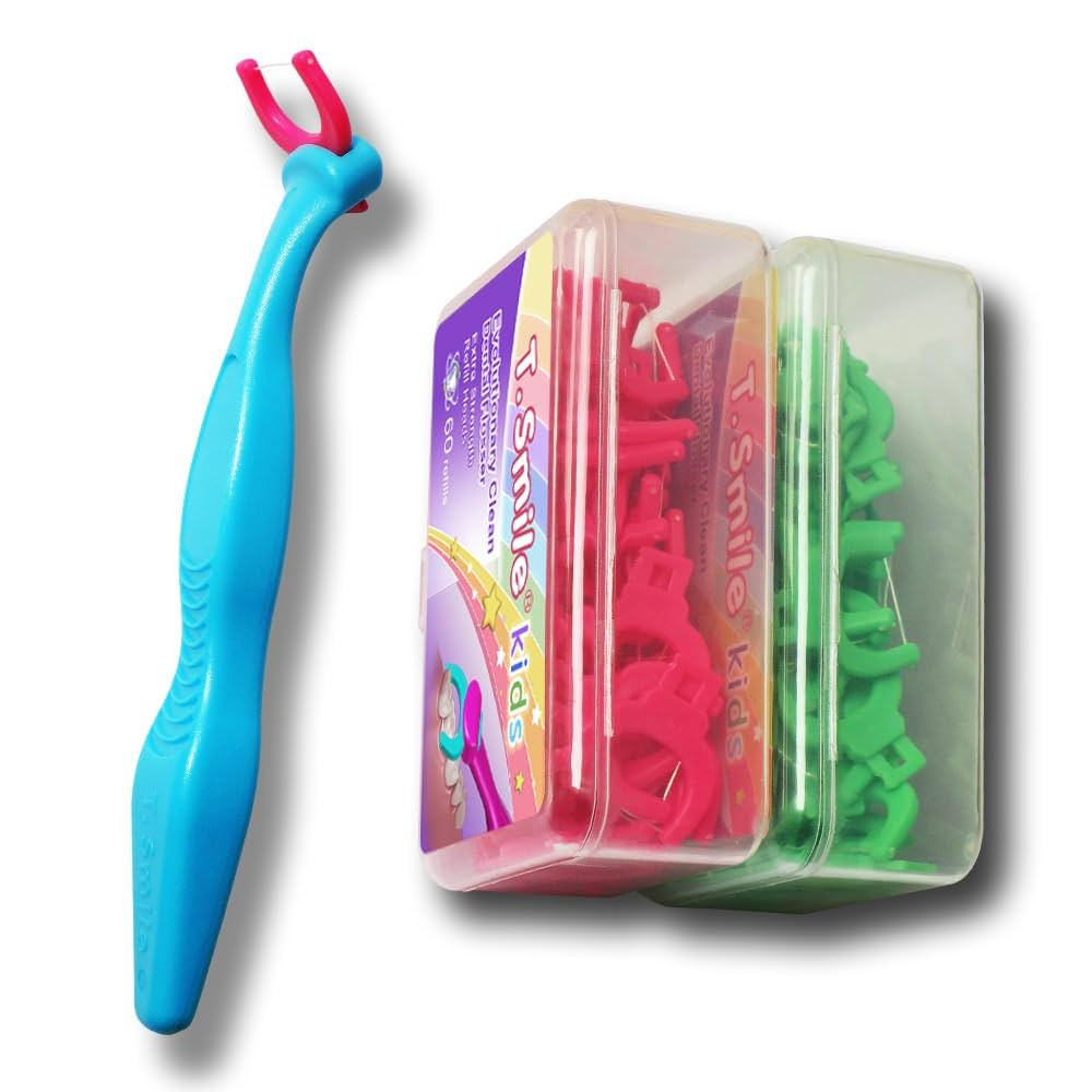 Kids Evolutionary Clean Dental Flosser, Kit of Refills Plus Handle, for Children Ages 3+ (Blue Ha... | Amazon (US)
